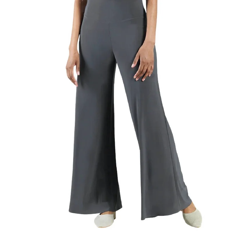 Palazzo Pant In Charcoal Modern Stretch Trousers
