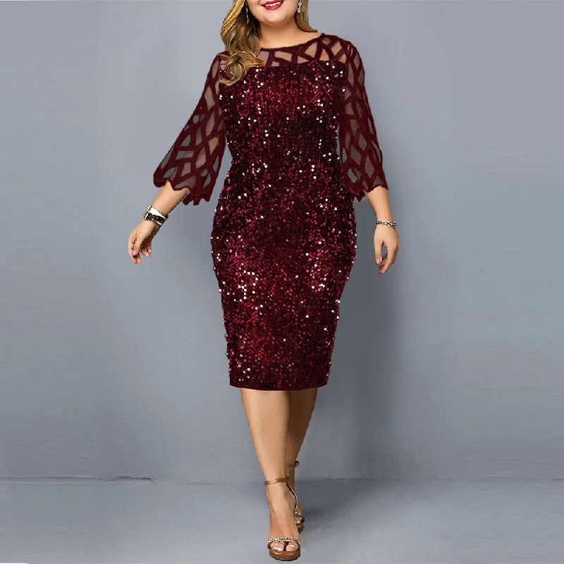 Pbong Plus Size Women's Summer Dress Elegant Sequin Birthday Party Dresses For Women New Casual Dress Wedding Evening Outfits 5XL Tunics Party sparkling Pbong Plus Size Women's Summer Dress Elegant Sequin Birthday Party Dresses For Women New Casual Dress Wedding Evening Outfits 5XL Tunics Party sparkling