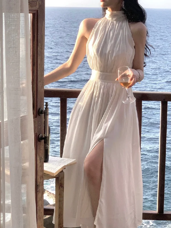 French Elegant Even Party Dress Office Lady Fairy Sleeveless Midi Dress Summer Solid Turtleneck One Piece Dress Korea Chic Tunics Designer luxury French Elegant Even Party Dress Office Lady Fairy Sleeveless Midi Dress Summer Solid Turtleneck One Piece Dress Korea Chic Tunics Designer luxury