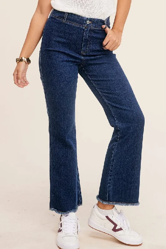 La Miel Soft Washed All Season Stretchy Pants in Dark Denim Formal Slim Pants