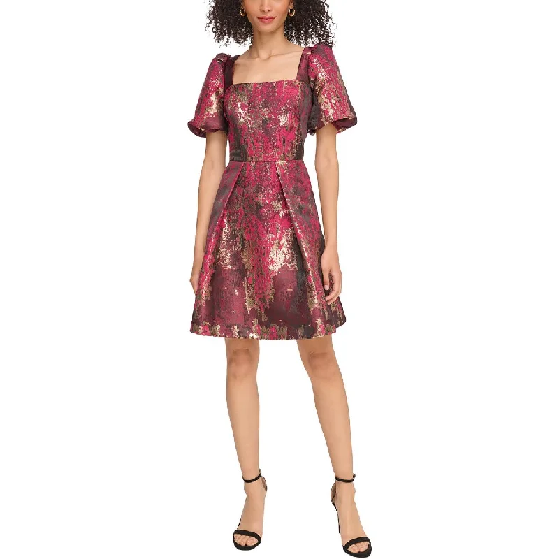 Womens Metallic Fit & Flare Cocktail And Party Dress Tunics Fashionable trendy