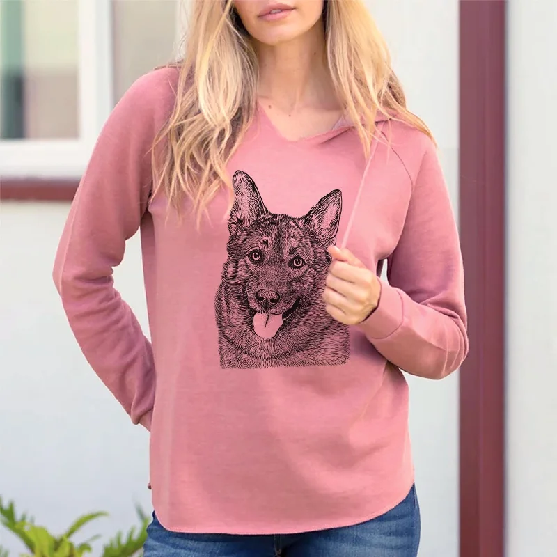 Kasia the Norwegian Elkhound - Cali Wave Hooded Sweatshirt Hoodie with Hem Patch Decorative Personalized Kasia the Norwegian Elkhound - Cali Wave Hooded Sweatshirt Hoodie with Hem Patch Decorative Personalized