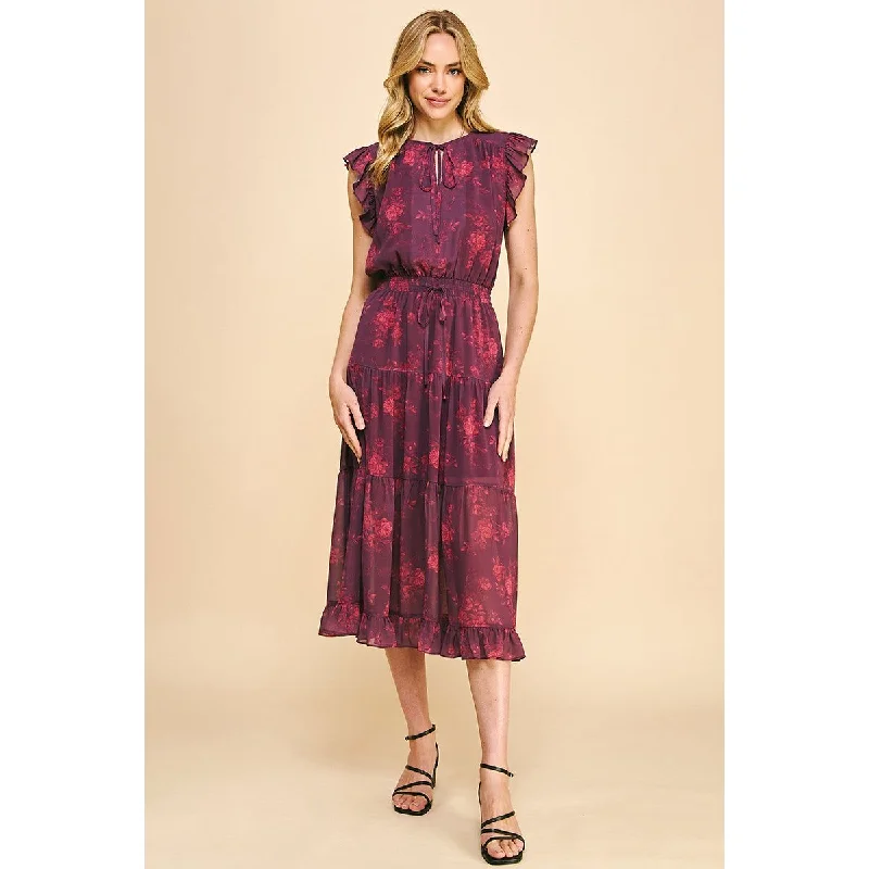 Felicia Floral Knee Length PINCH Dress Tunics Denim casual