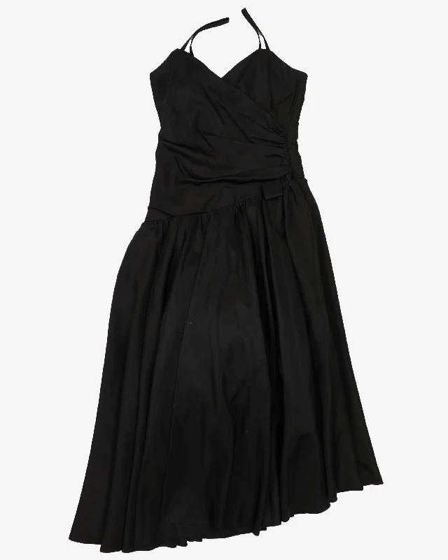 Vintage 90s Black Party Dress - S sweetheart Neckline Romantic
