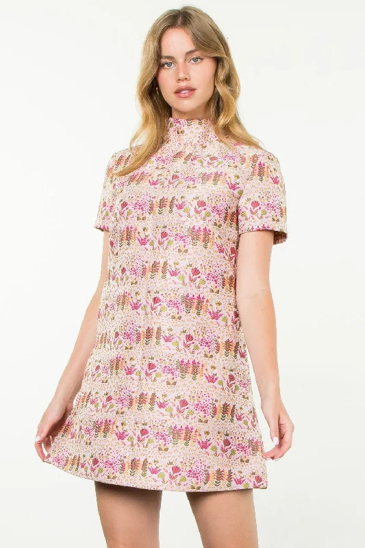 Isabella Short Sleeve Textured THML Dress Elegant Long Evening