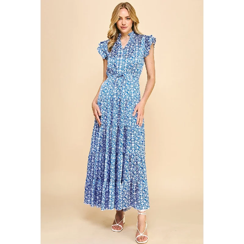 Clarissa Print Satin Tiered Maxi PINCH Dress Tunics Corduroy durable