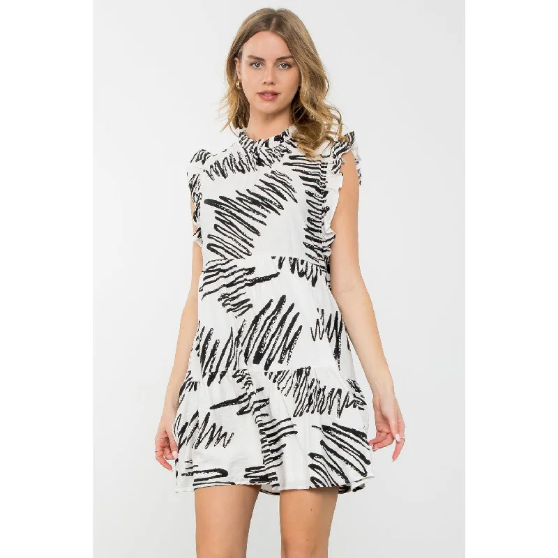 Mirta Flutter Sleeve Tiered THML Dress-SALE Tunics Gym athletic