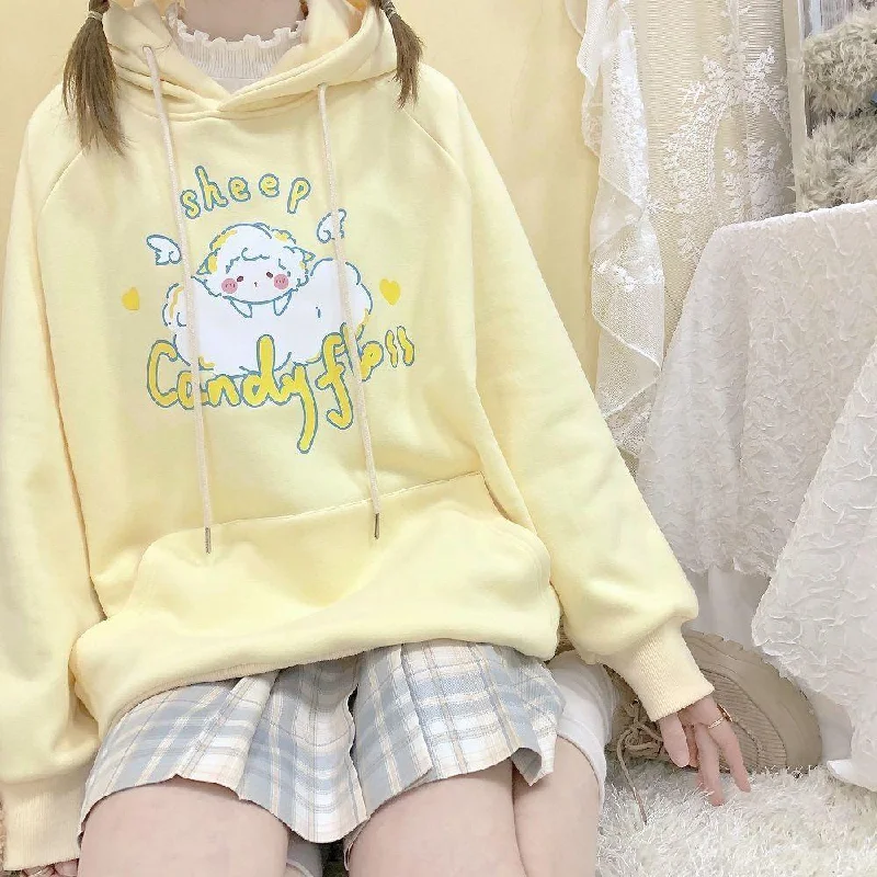 Sheep Candyfloss Hoodie Hoodie with Back Slit Movement Comfort