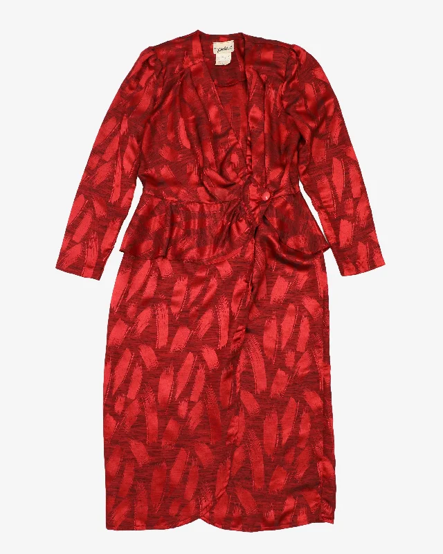 Vintage 90s Red Party Dress - S Turtleneck Warm Winter