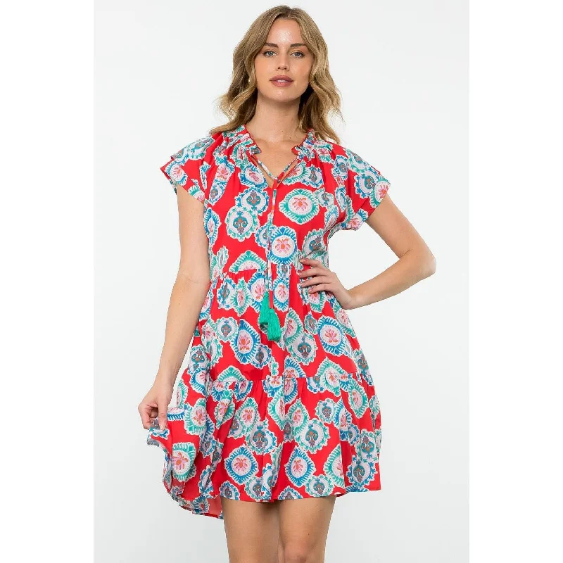 Dawn Tiered Pattern THML Dress Tunics Stylish elegant