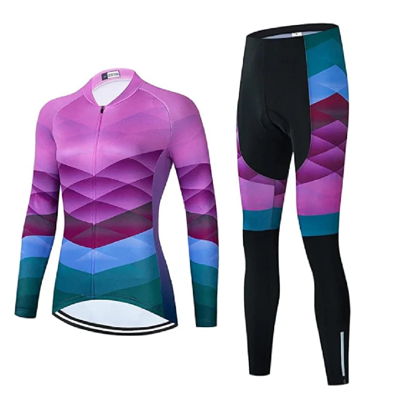Women's Pink Gradient Long Sleeve Cycling Jersey or Pants Cozy Fitted Pants