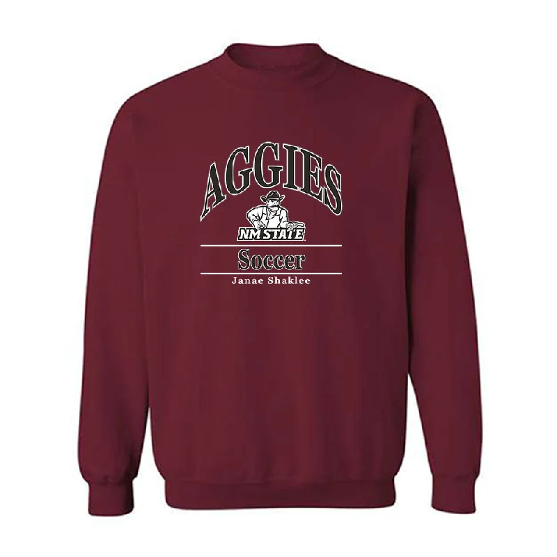 NMSU - NCAA Women's Soccer : Janae Shaklee - Classic Fashion Shersey Crewneck Sweatshirt Hoodie with Raw Hem Edgy Unfinished NMSU - NCAA Women's Soccer : Janae Shaklee - Classic Fashion Shersey Crewneck Sweatshirt Hoodie with Raw Hem Edgy Unfinished