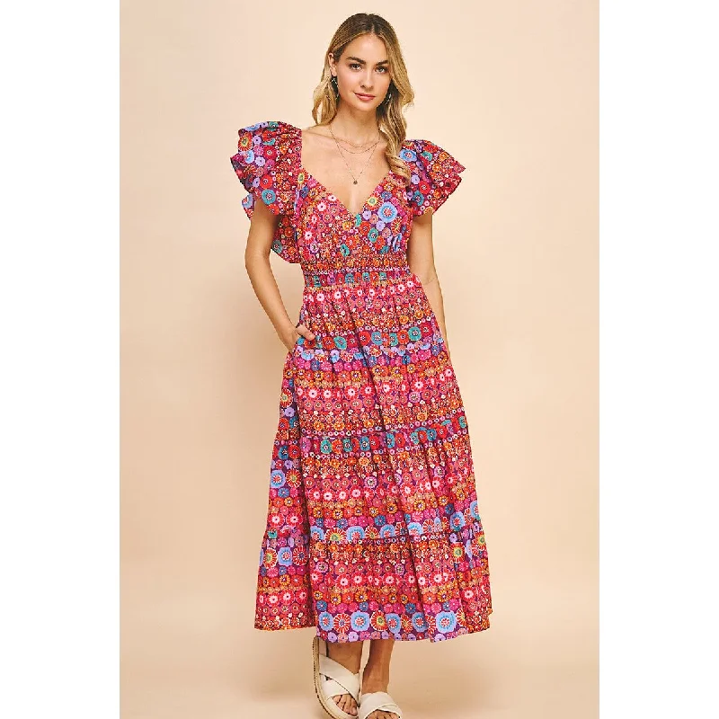 Celine V Neck Print Midi PINCH Dress SALE Tunics Practical durable