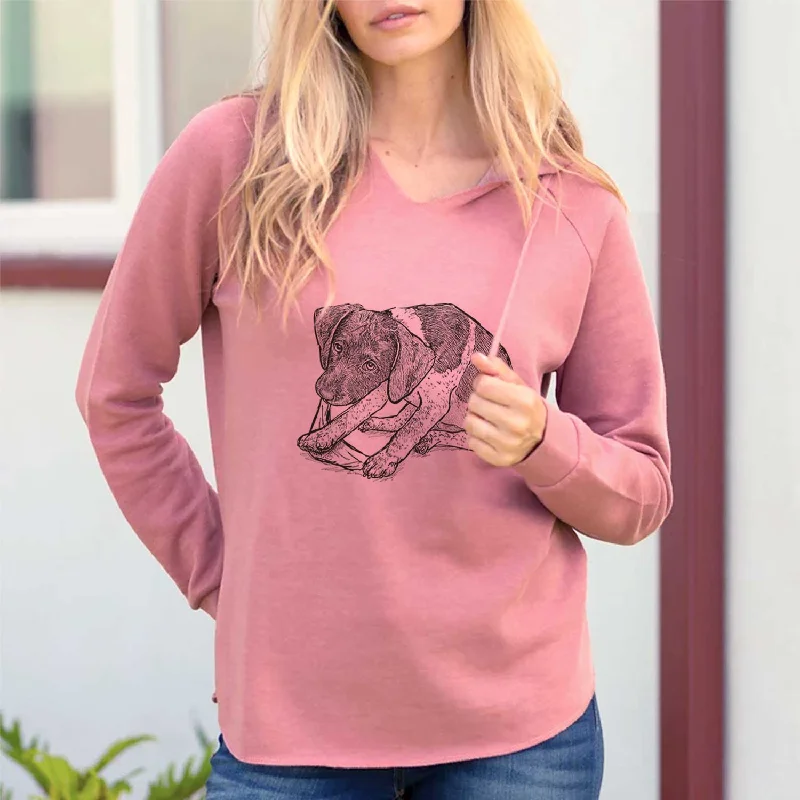 Doodled Dawson the German Shorthaired Pointer - Cali Wave Hooded Sweatshirt Hoodie with Hem Drawcord Adjustable Customizable Doodled Dawson the German Shorthaired Pointer - Cali Wave Hooded Sweatshirt Hoodie with Hem Drawcord Adjustable Customizable