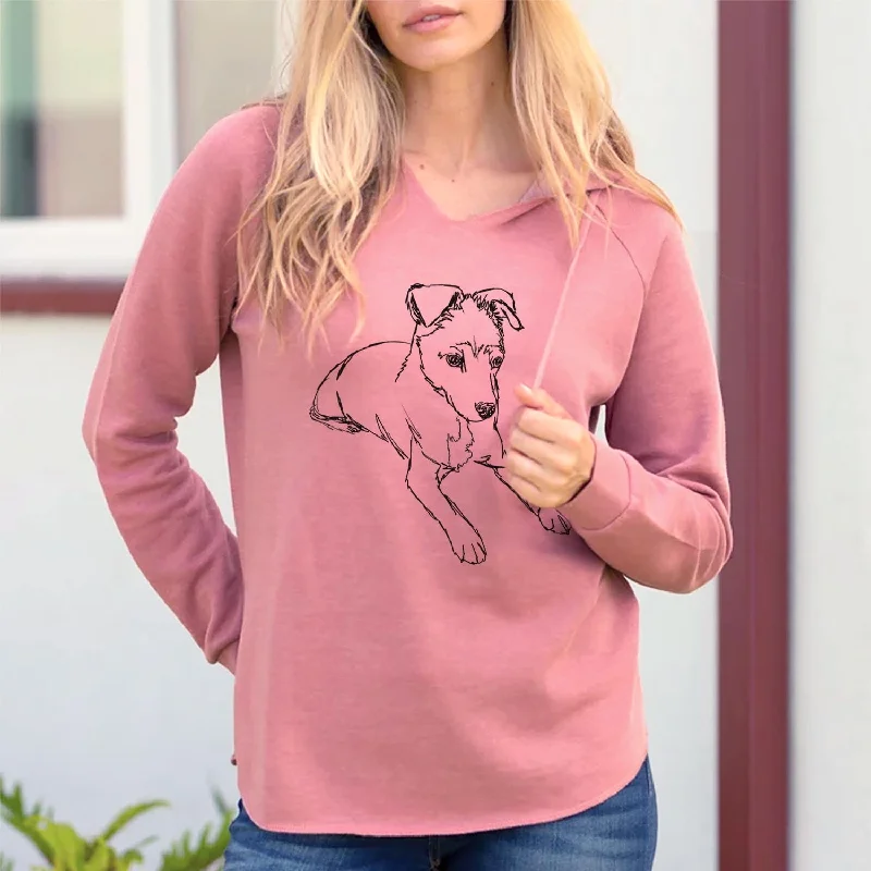 Doodled Rusty the Mixed Breed - Cali Wave Hooded Sweatshirt Hoodie with Back Slit Movement Comfort Doodled Rusty the Mixed Breed - Cali Wave Hooded Sweatshirt Hoodie with Back Slit Movement Comfort