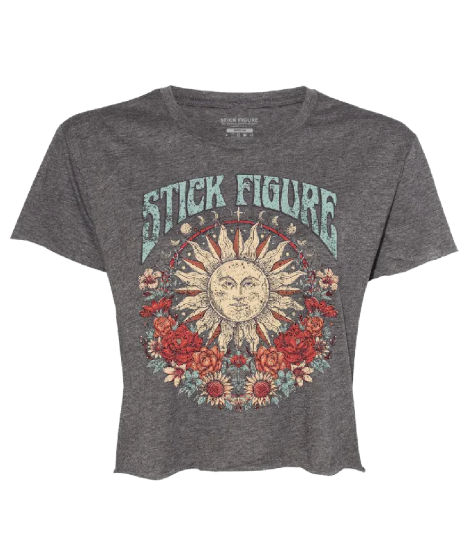 Women's Sundance CROP TOP (Heather Grey) Mesh Fabric Canvas Fabric Denim Fabric
