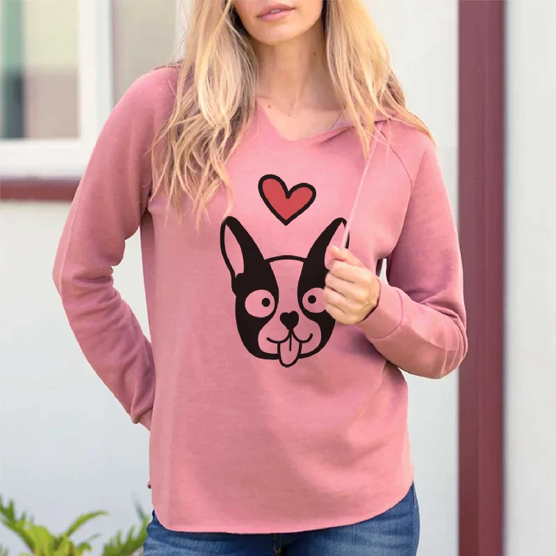Love Always Boston Terrier - Cali Wave Hooded Sweatshirt Hoodie with Zipper Placket Modern Functional Love Always Boston Terrier - Cali Wave Hooded Sweatshirt Hoodie with Zipper Placket Modern Functional