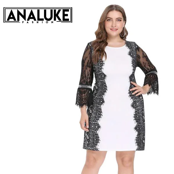 Plus Size Women Party Dress Crew Neckline Sporty