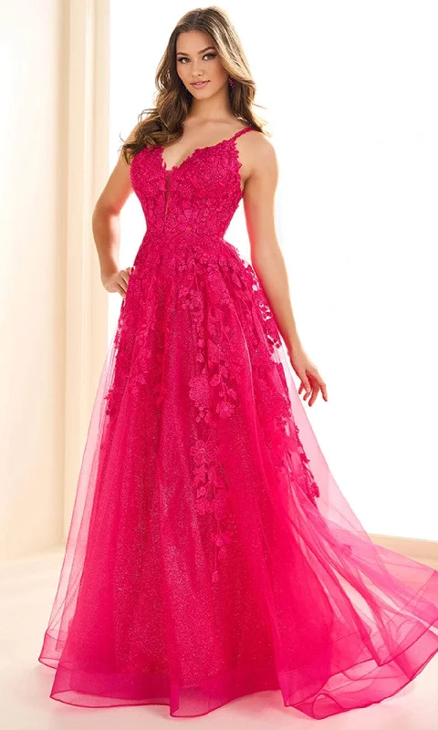 Ellie Wilde EW36015 - Lace Appliqued A-Line Prom Dress Tunics Bridal satin