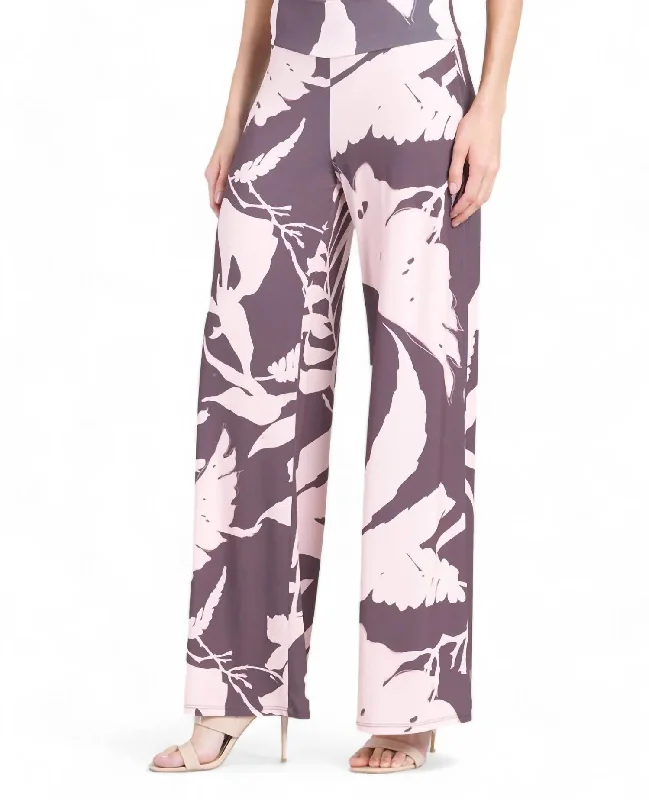 Palazzo Pant In Pink/cocoa Trendy Wide-Legged Trousers