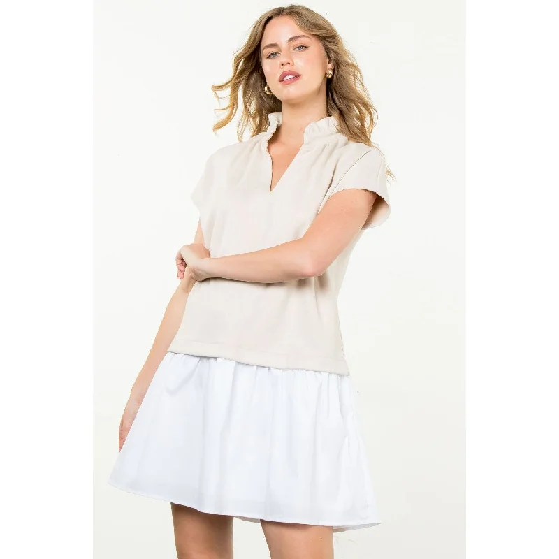 Beatrix Suede Short Sleeve THML Dress-SALE Tunics Short Trendy