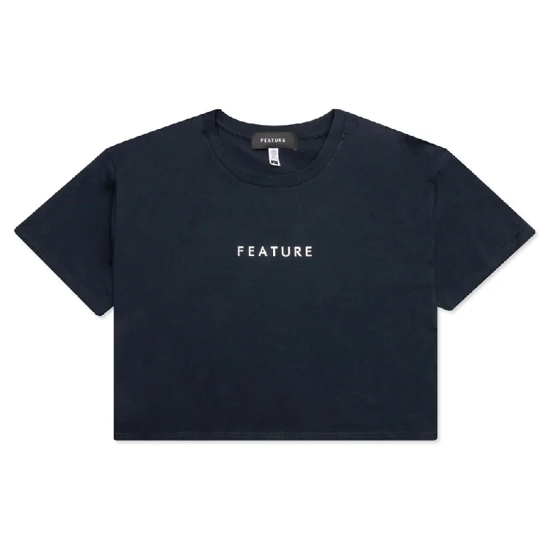 Women's Crop Top - Navy Satin Blend Silk Blend Wool Blend