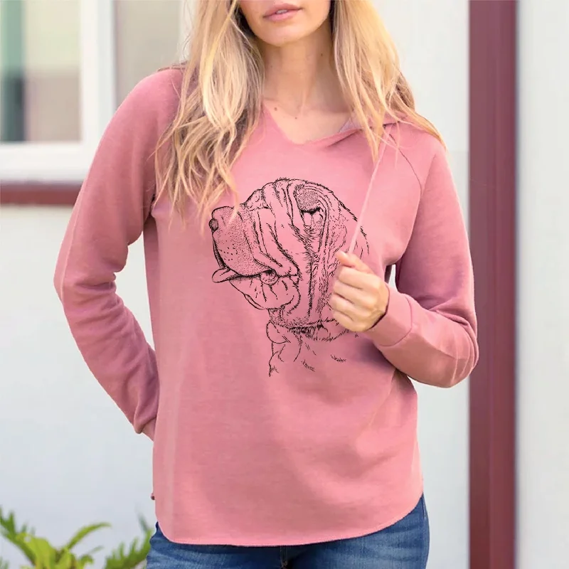 Profile Shar Pei - Cali Wave Hooded Sweatshirt Hoodie with Hem Frayed Vintage Worn