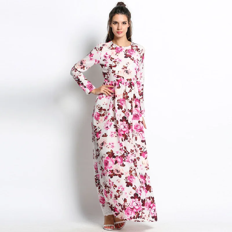Women Dress Vintage Party Dresses Summer Spring Long Sleeve Colorful Floral Print Dovetail Long Maxi Dress Vestidos Female m22 Lace Sexy Club
