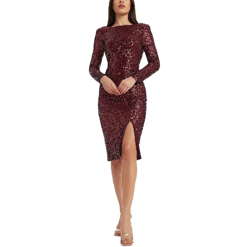 Erin Womens Sequined Cowl Back Cocktail And Party Dress Tunics Lace romantic