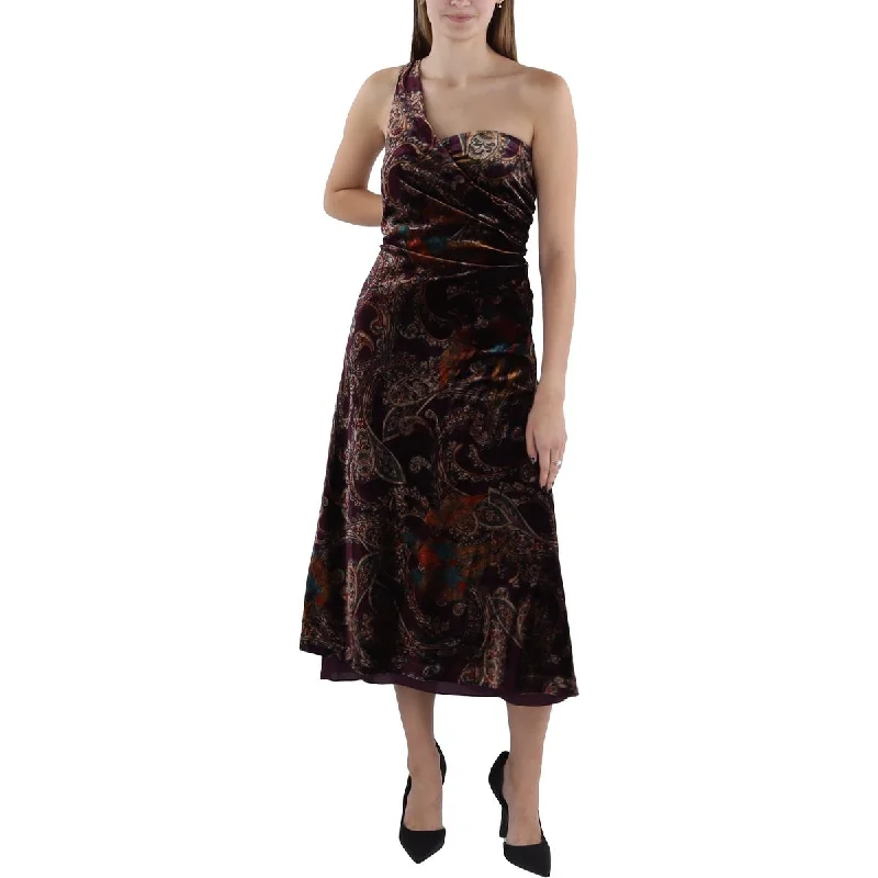 Womens Velvet One Shoulder Cocktail And Party Dress Tunics Trendy modern