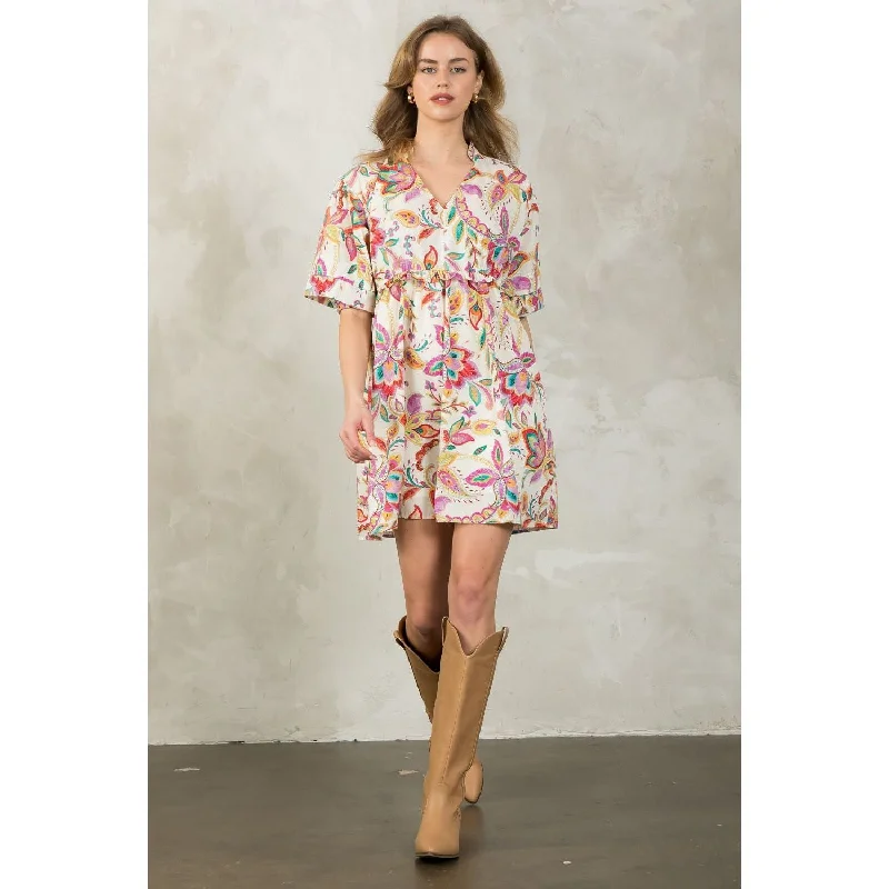 Monica Flutter Sleeve Floral Midi THML Dress-SALE Maxi Flowy Bohemian