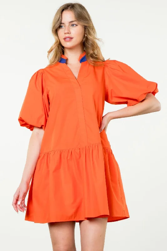 Farrah Puff Sleeve V Neck THML Dress-SALE Tunics Ceremony elegant