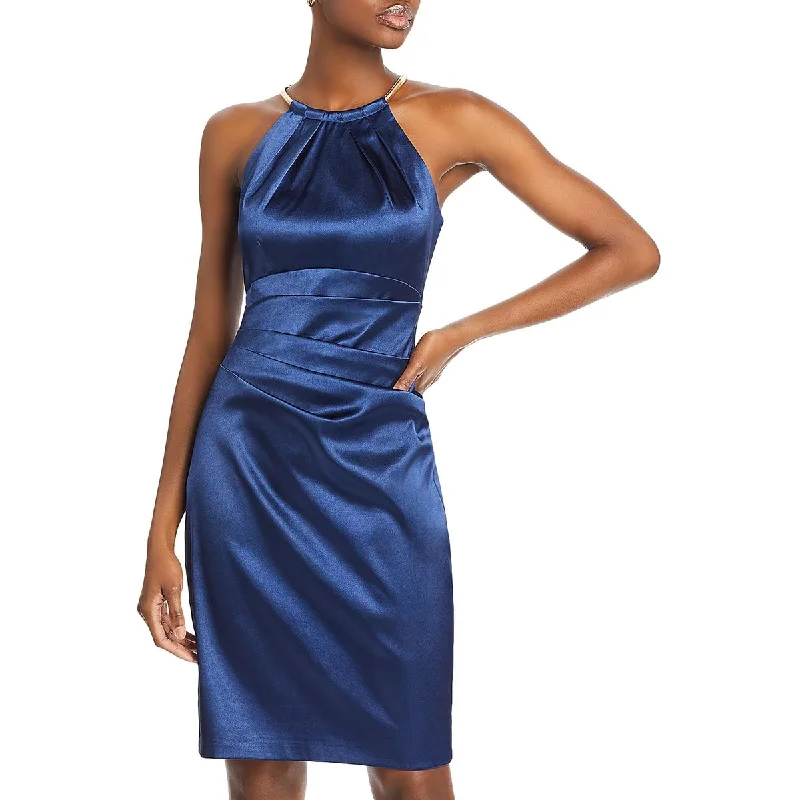 Womens Pleated Sheath Cocktail And Party Dress Tunics Short Trendy