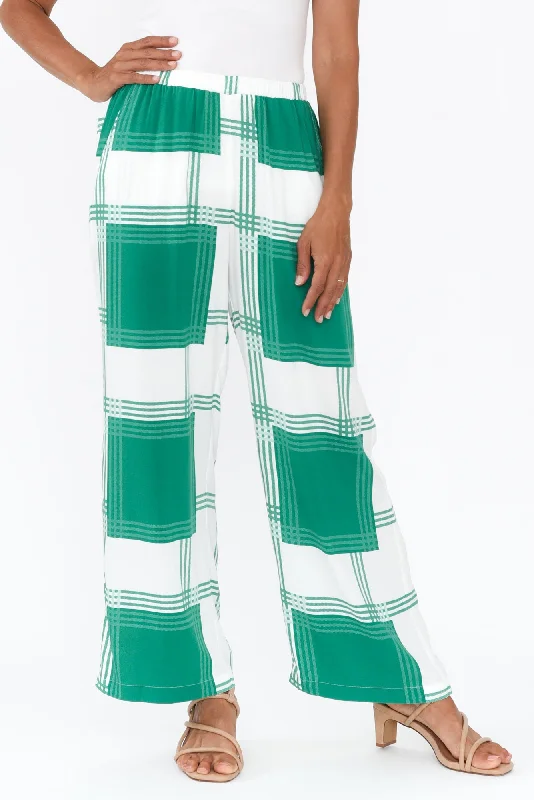 Ola Green Check Pants Stylish Casual Pants