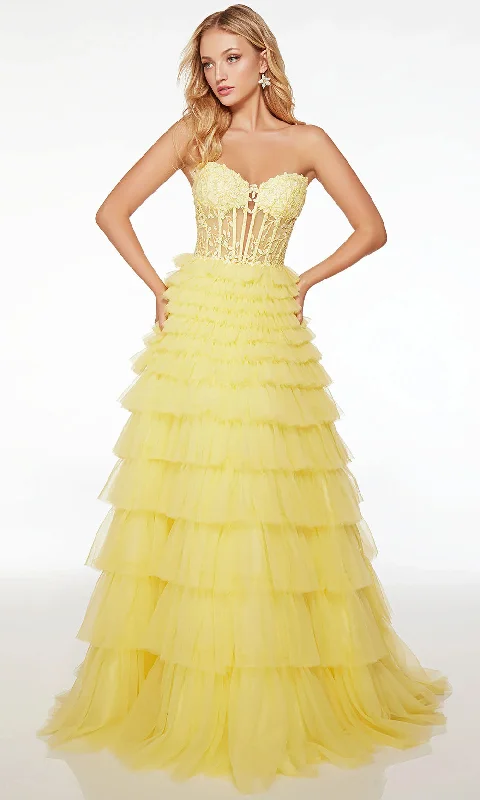 Alyce Paris 61553 - Ruffles A-Line Evening Dress Tunics Satin smooth