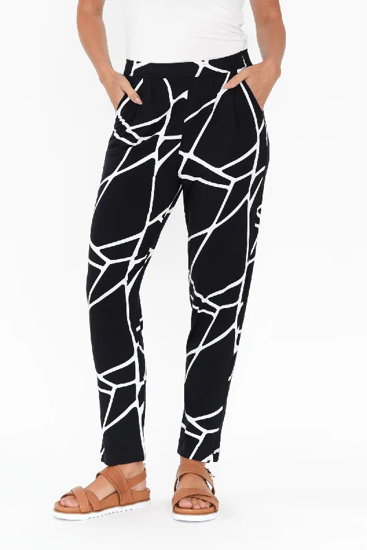 Dana Navy Marble Micro Modal Pants Relaxed Linen Pants