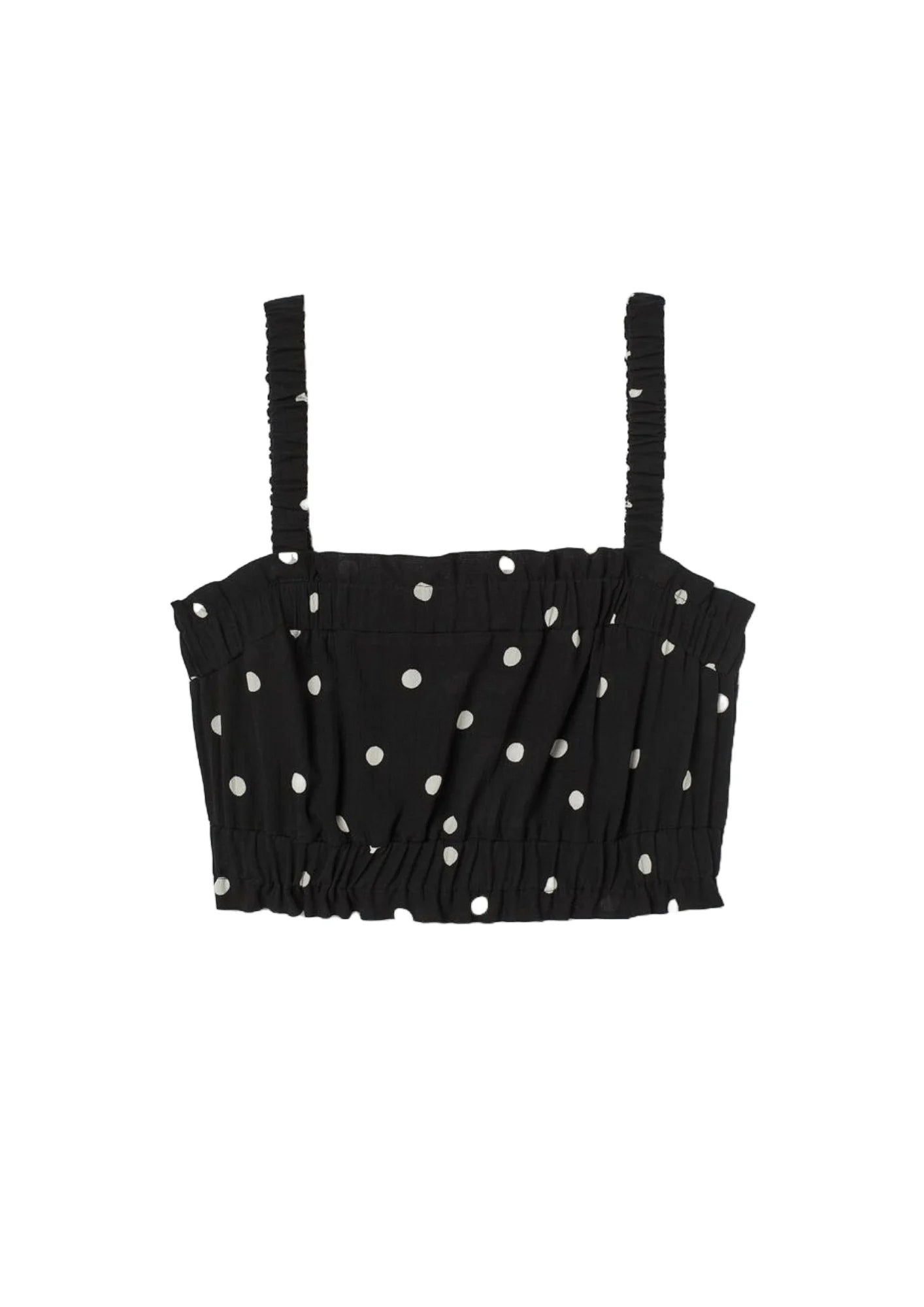 BLACK POLKA-DOT CROP TOP Chenille Blend Fleece Blend Nylon Blend