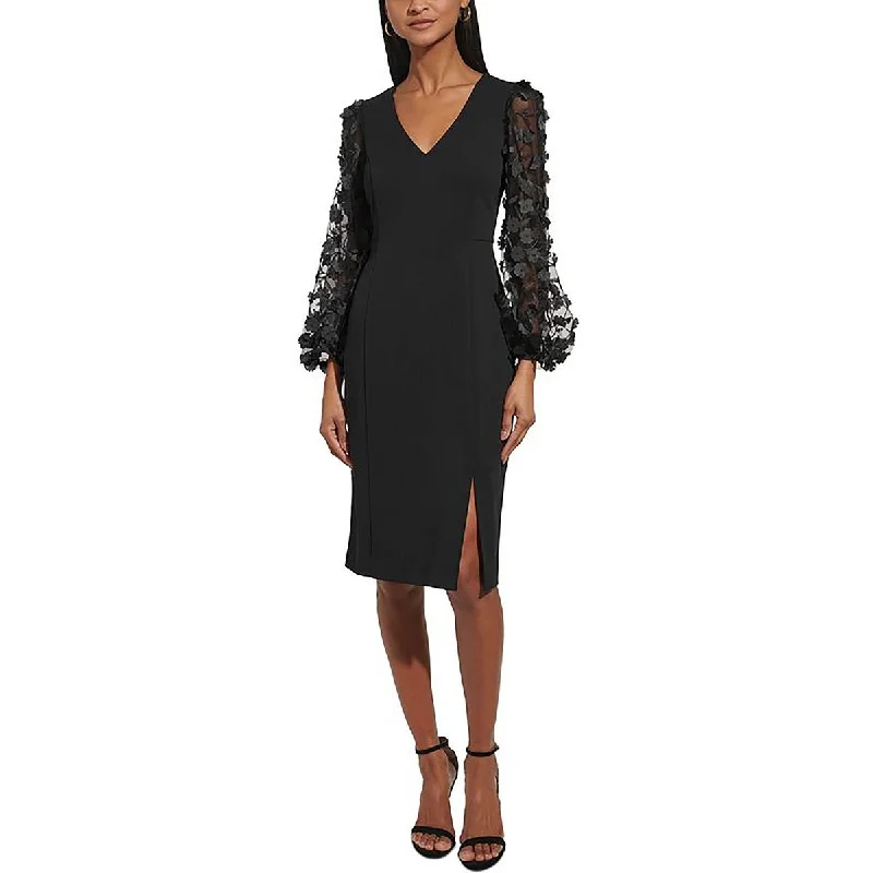 Womens Applique Knee-Length Cocktail And Party Dress Tunics Distressed trendy