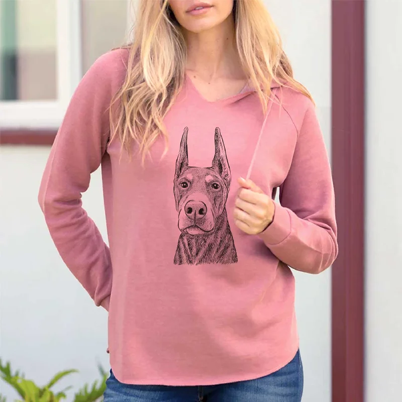 Luna the Doberman Pinscher - Cali Wave Hooded Sweatshirt Hoodie with Double Zipper Versatile Adjustable Luna the Doberman Pinscher - Cali Wave Hooded Sweatshirt Hoodie with Double Zipper Versatile Adjustable