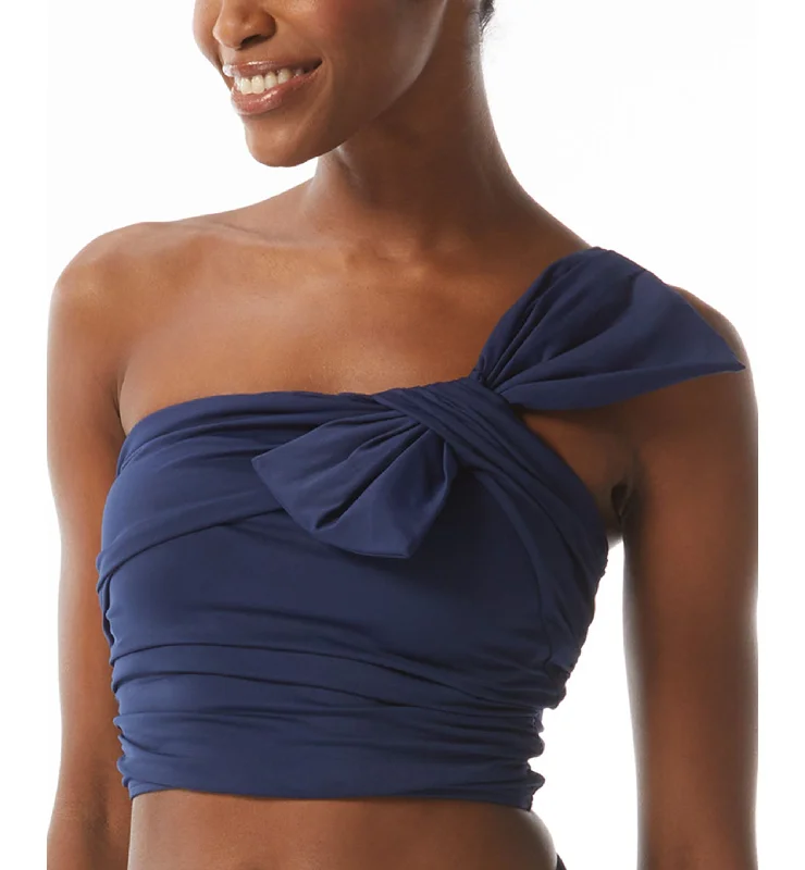 Bow One-Shoulder Bikini Crop Top Polka Dot Checkered Tartan