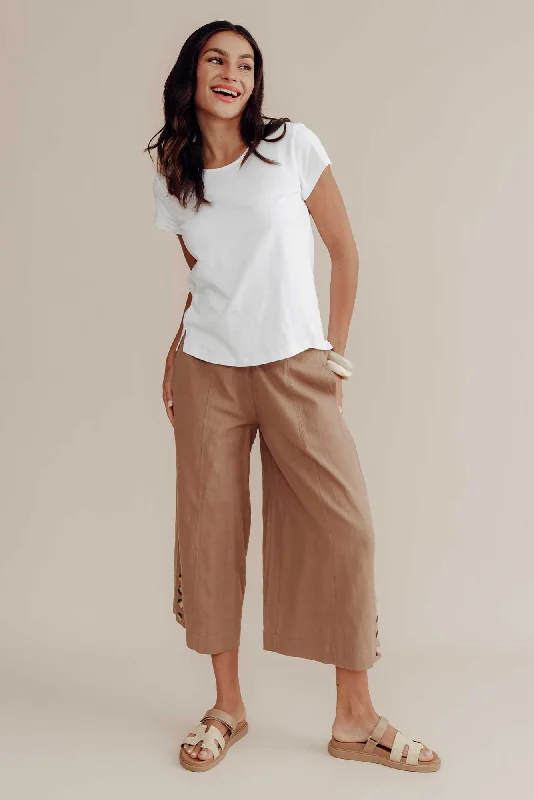 Kishan Mocha Cotton Blend Pants Slim Fit Casual Pants