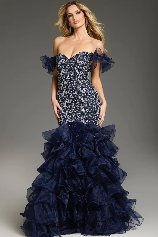 Jovani -38115  Off Shoulder Ruffled Trumpet Dress Tunics Exclusive limited