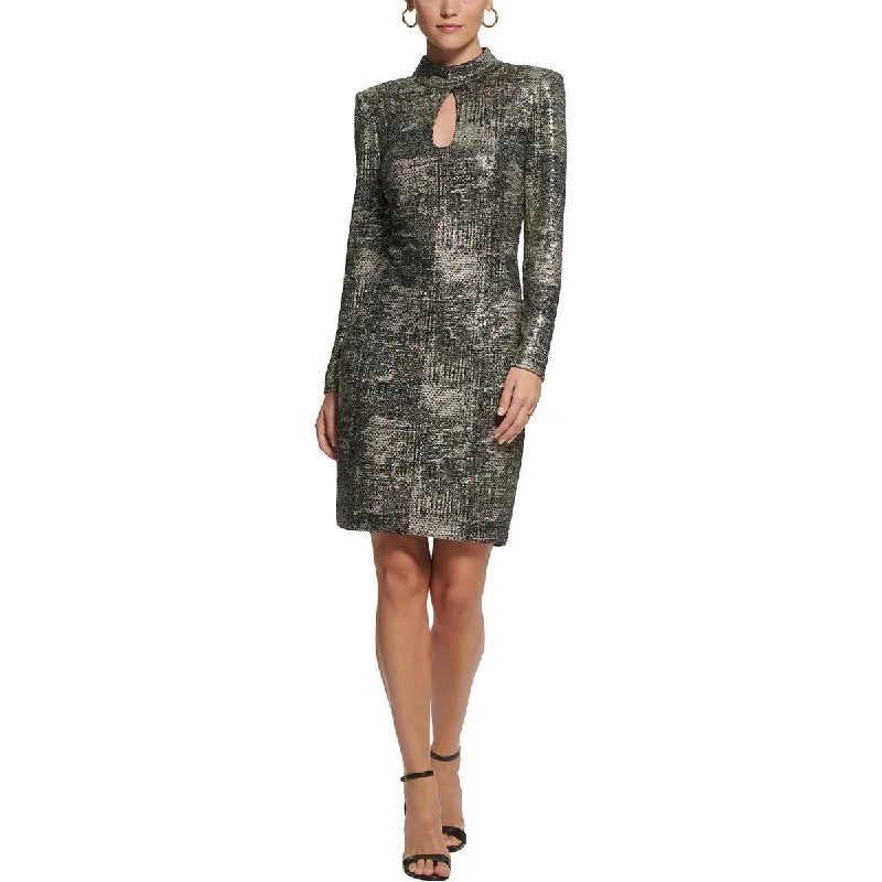 Womens Metallic Cut-Out Cocktail And Party Dress Tunics Practical durable