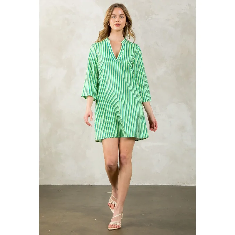 Lynn Long Sleeve Striped Midi THML Dress- SALE Tunics Luxurious high-end