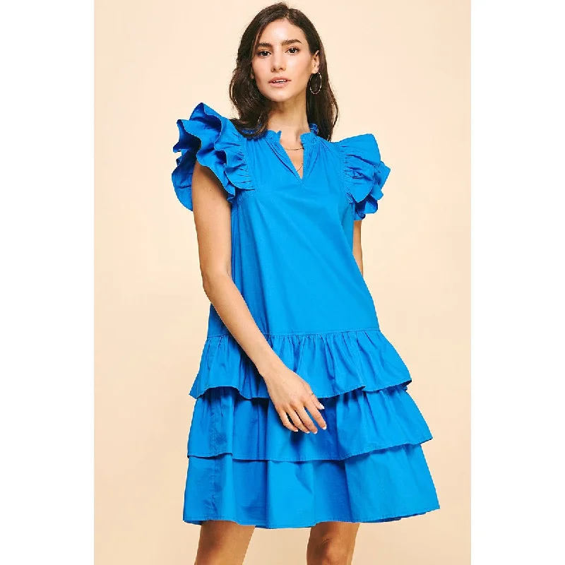 Jianna Blue Ruffle Tiered Mini PINCH Dress Tunics Exclusive limited