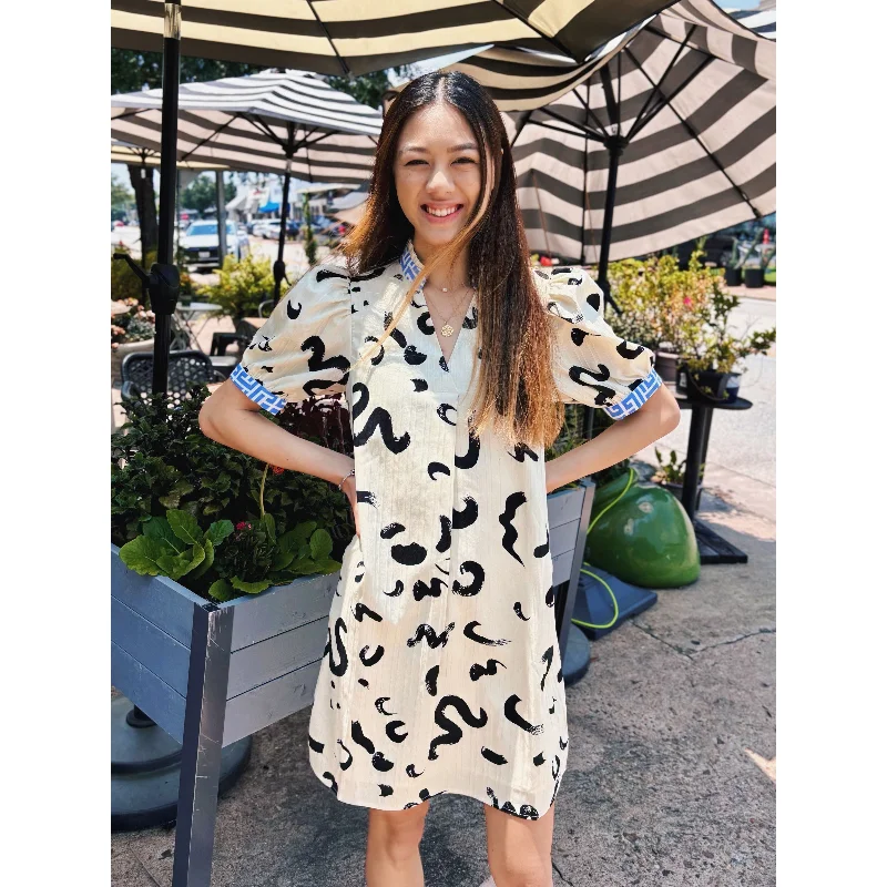 Vikki Puff Sleeve Print Midi THML Dress-SALE Elegant Long Evening