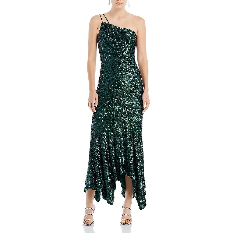 Womens Sequined One-Shoulder Cocktail And Party Dress Tunics Corduroy durable
