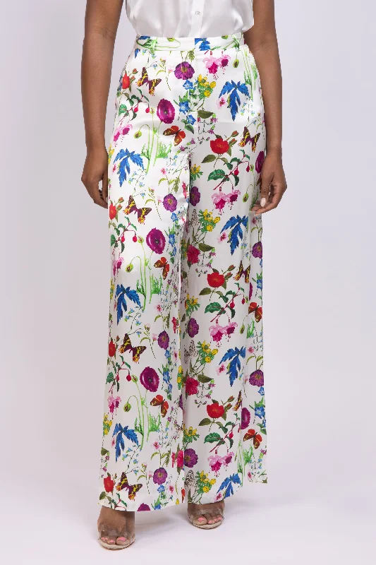 L'agence Gavin Wide Leg Pant in Ivory Botanical Cozy Jogger Leggings