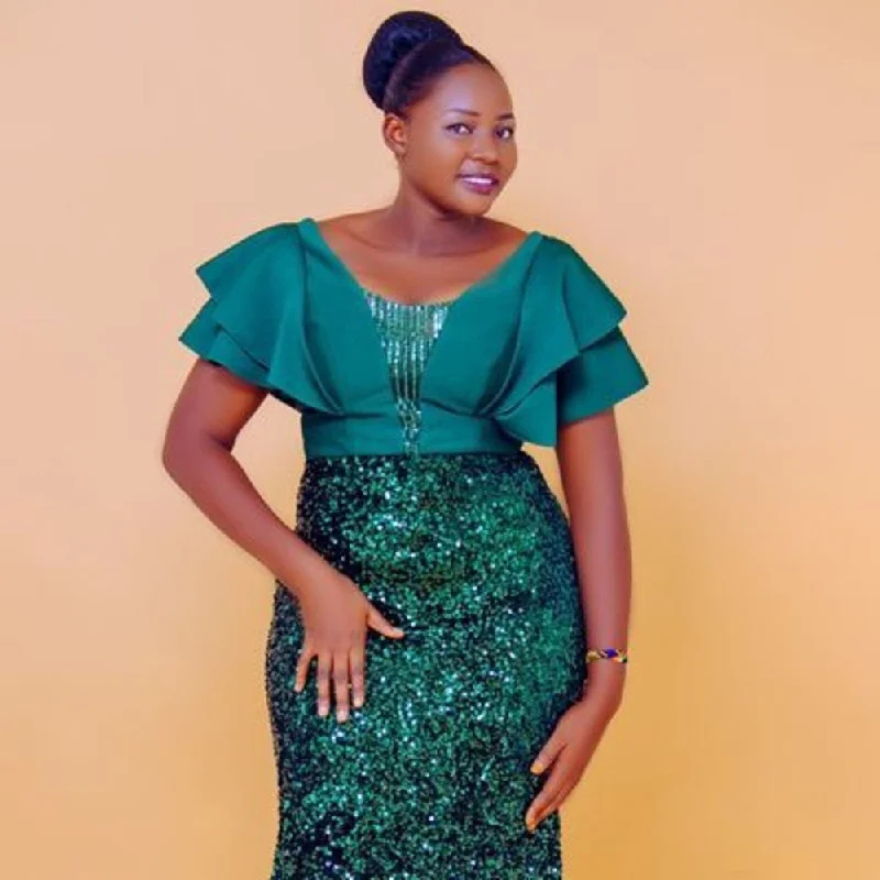 Plus Size Evening Party Dresses Women New Fashion V-neck Short Sleeve Green Dresses Elegant Slim Sequin Elegant Women's Dresses Tunics Office stylish Plus Size Evening Party Dresses Women New Fashion V-neck Short Sleeve Green Dresses Elegant Slim Sequin Elegant Women's Dresses Tunics Office stylish