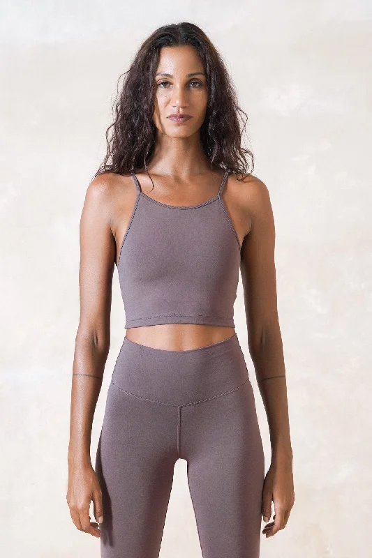 Ester Bamboo Built-in Bra Crop Top Welt Pockets Slit Pockets Flap Pockets